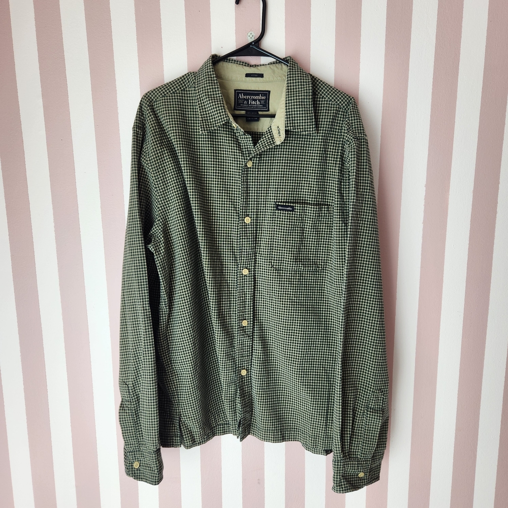 🏷Abercrombie & Fitch Green Gingham Men's Shirt